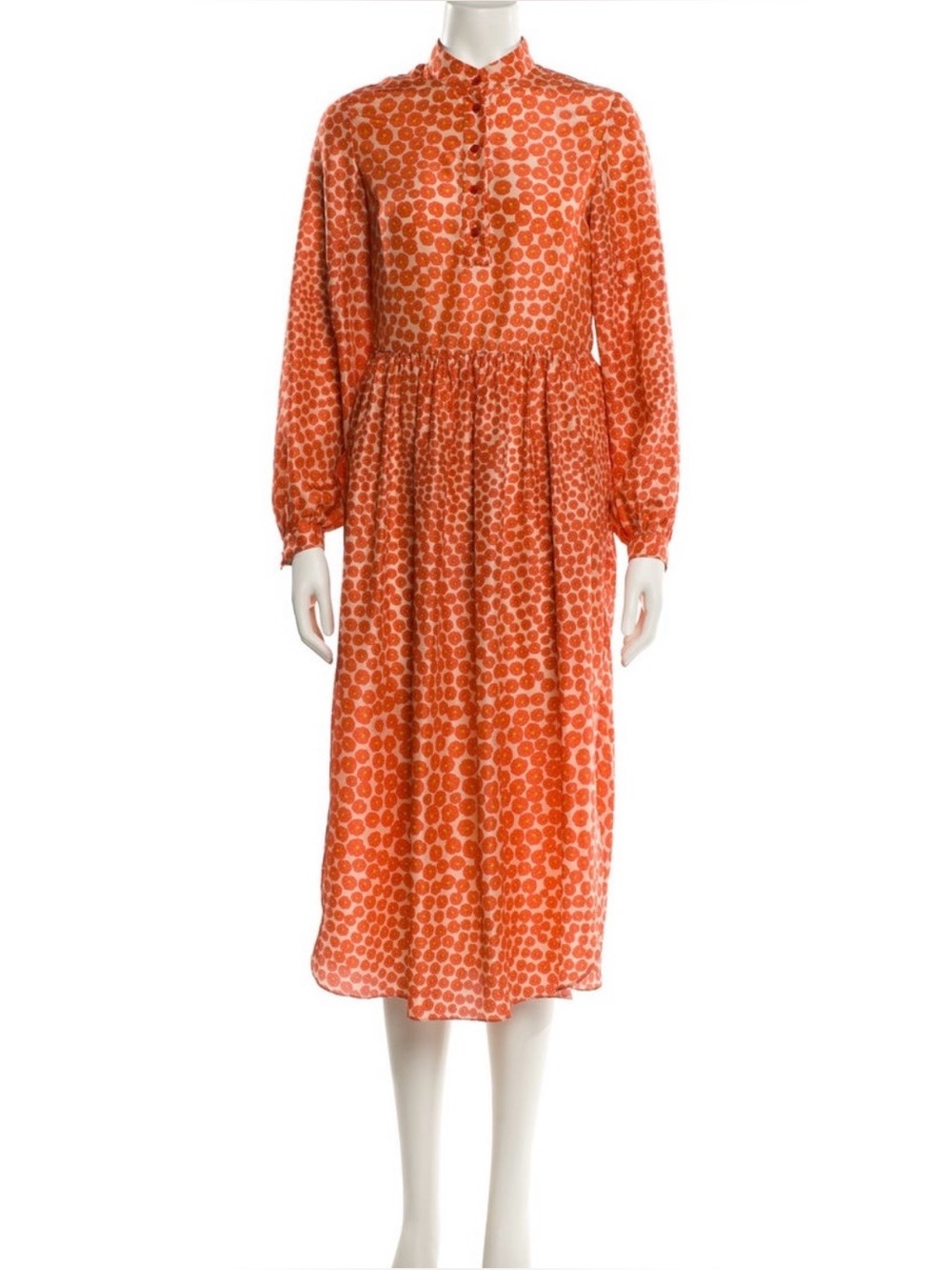 Stella McCarney Silk - Long Women’s Orange Polka Dot Dress